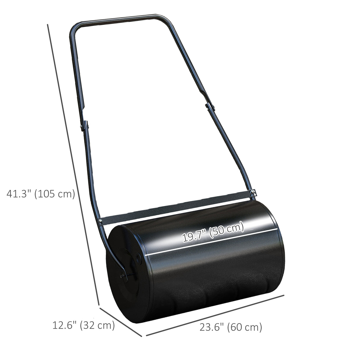 20" Push/Tow Behind Lawn Roller, Heavy Duty Sod Drum Roller Filled with 11 Gal Water/Sand, Grass Flattener for Yard, Patio, Park, Black