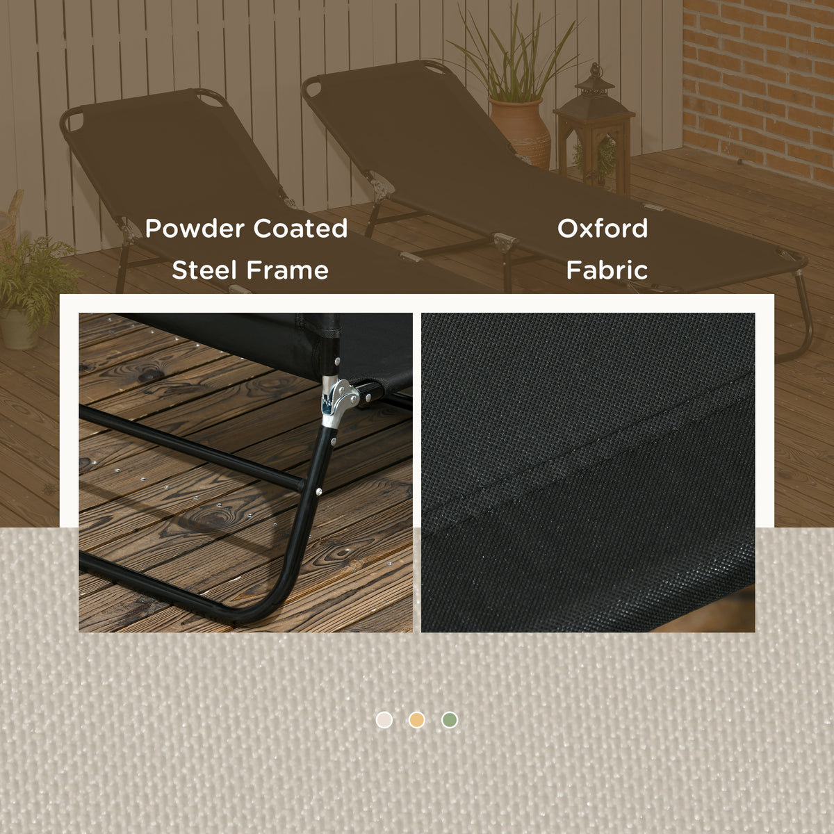 Set of 2 Folding Outdoor Lounge Chair, Sun Tanning Chairs with Reclining Back – view 5