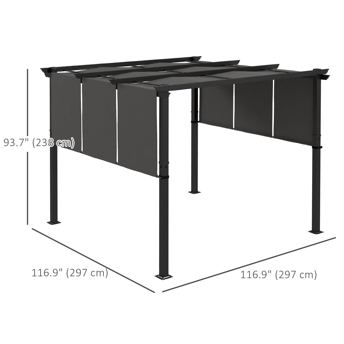 10' x 10' Metal Pergola, Outdoor Pergola with Retractable Canopy, for Garden, Patio, Backyard, Deck – view 2