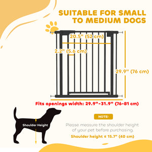 Baby Gate, Pet Safety Gate Pressure Fit, 30"-32" Wide with Two-Way Open, Auto-Close for Stair, Doorways, Hallways, Black