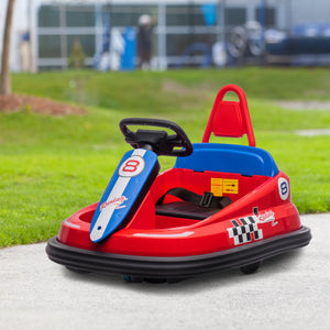 Aosom Kids Bumper Car, 6V 360° Rotation Electric Ride on Car, Twin Motors Battery Powered Toy with Music, Horn and Lights, Safety Belt, for Boys and Girls Aged 18-48 Months -
