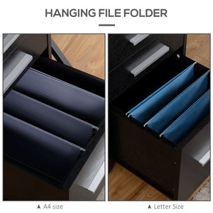 3 Drawer File Cabinet with Lock and Edged Top, Lockable Filing Cabinet on Wheels for Letter and A4 Size – view 11