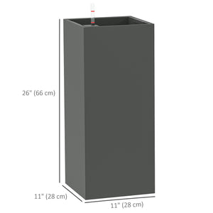 2 Pack Planter Box, 26 Inch Plastic Flower Pots with Water Level Indicator, Drainage Hole and Drain Plug, Dark Grey
