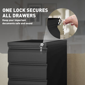 3 Drawer Filing Cabinet with Lock, Steel Office Storage Cabinet with Hanging Bar for A4, Legal – view 5
