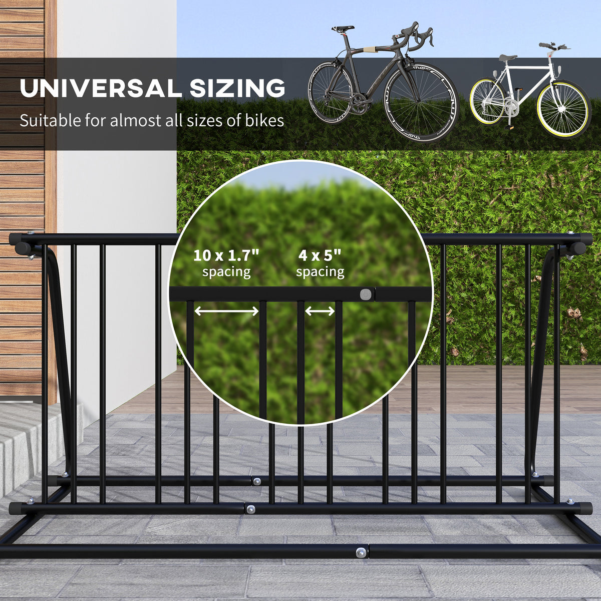 All-Steel Bike Rack, 61" Bike Stand, 6-Bike Capacity, Dual-Side, for Garages Streets Yards Schools