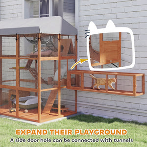 81"H Catio Outdoor with Floor to Prevent Escaping & Easy Cleaning, for 2-4 Cats Kittens, Grey – view 13
