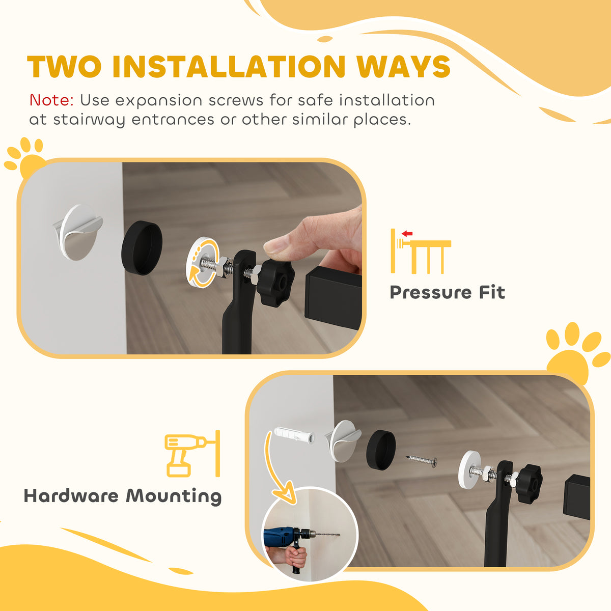 59" Extra Tall Cat Gate, 30"-41" Pet Gate with 2.8" and 5.5" Extensions, for Doorway, Hallway, Stairway – view 5