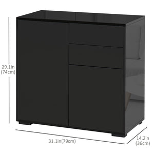 High Gloss Buffet Sideboard with 2 Drawers, 2 Doors and Adjustable Shelf – view 2