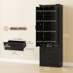 67" Tall Kitchen Pantry Storage Cabinet, Kitchen Pantry Cabinet with Doors, Drawers and Adjustable Shelves – view 2