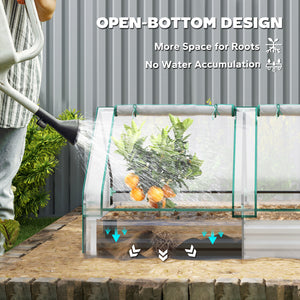 6' x 3' Metal Planter Box with Cover, Raised Garden Bed with Mini Greenhouse for Herbs, Vegetables, Green and Dark Grey