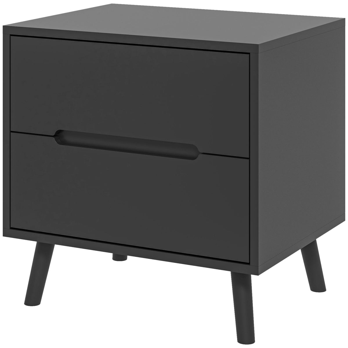 Nightstand, Bedside Table with 2 Drawers, Modern Side End Table with Solid Wood Legs for Bedroom, White – view 8