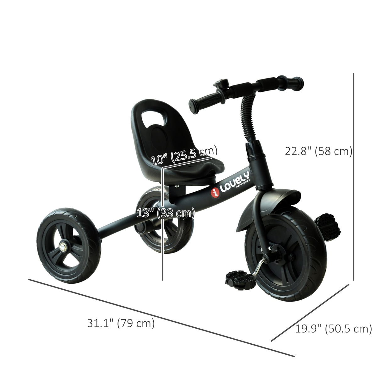 Qaba Kids Tricycle for Children Ages 18+ Months, Indoor Outdoor Toddler Trike for Boy and Girl Birthday