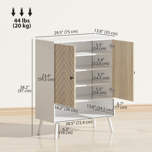 Shoe Storage Cabinet, 5-Tier Shoe Rack Cabinet with Doors, Adjustable Shelves, 15 Pairs, for Entryway, Natural Tone