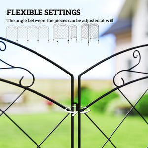 4 Pack Garden Fencing for Yard, Decorative Fence Panels as Animal Barrier and Flower Edging, Circle, Black