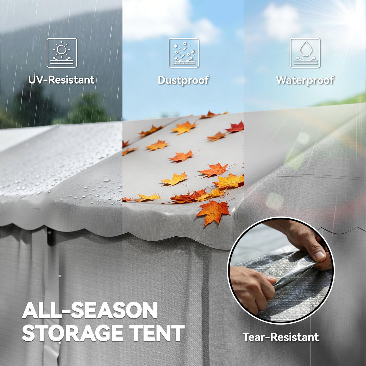 20' x 10' Portable Shed, Outdoor Storage Shed Tent with Roll-up Zipper Door and Removable Sidewalls – view 3