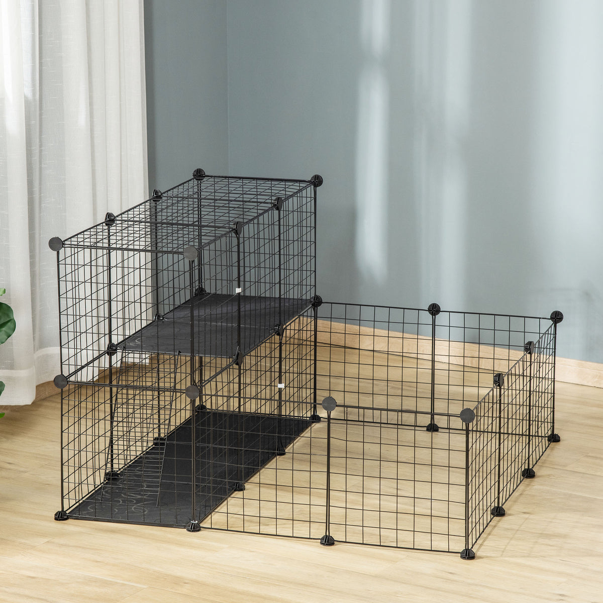 Small Animal Cage Rabbit Cage with Door, Guinea Pig Playpen, Small Animal Fence for Bunny, Chinchilla, Freret, Chinchilla, Indoor and Outdoor Use, Total 31 Panels, 41.3" x 41.3" x 27.6"