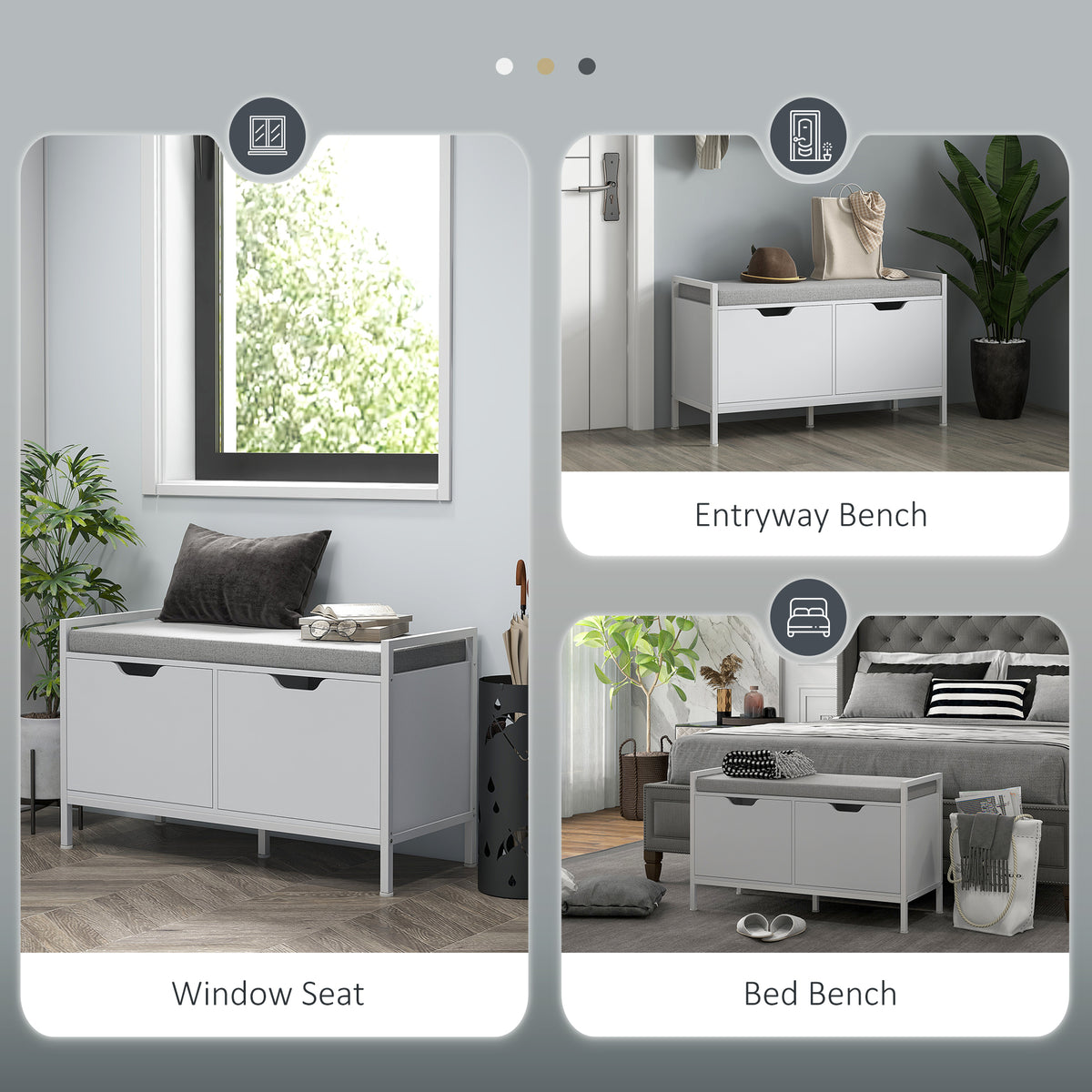 Shoe Storage Bench with Seat Cushion, Shoe Cabinet for Hallway, Entryway Bench, Supports 352lbs, White