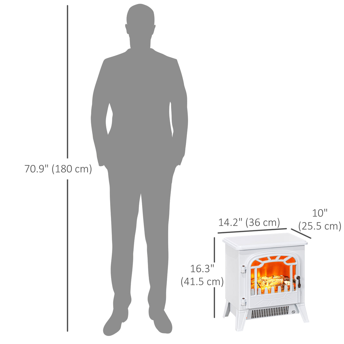 Freestanding Electric Fireplace Stove Heater with Realistic Flame Effect, Overheat Protection, 750W/1500W – view 9