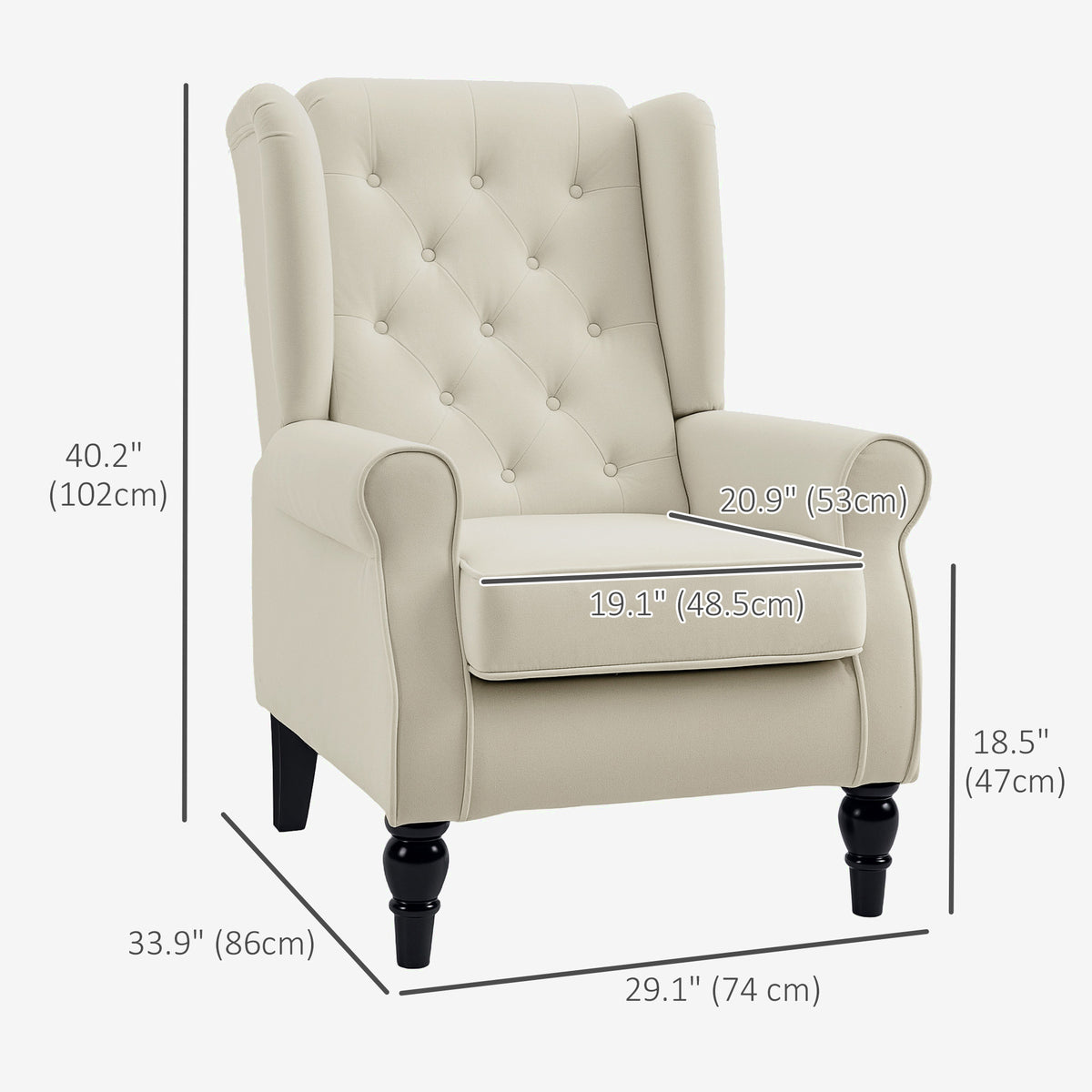 Fabric Accent Chair, Button Tufted Armchair, Upholstered Modern Living Room Chair – view 7
