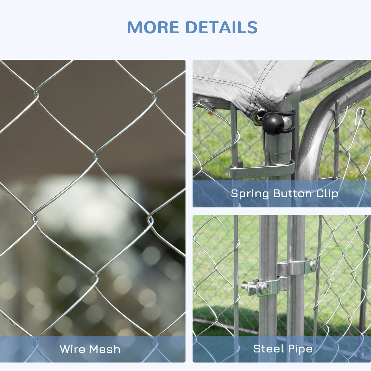 Outdoor Dog Kennel  with Roof, Dog Run with Waterproof & UV-Resistant Cover, Secure Lock, for Backyard & Patio, 7.5' x 7.5' x 5.7'