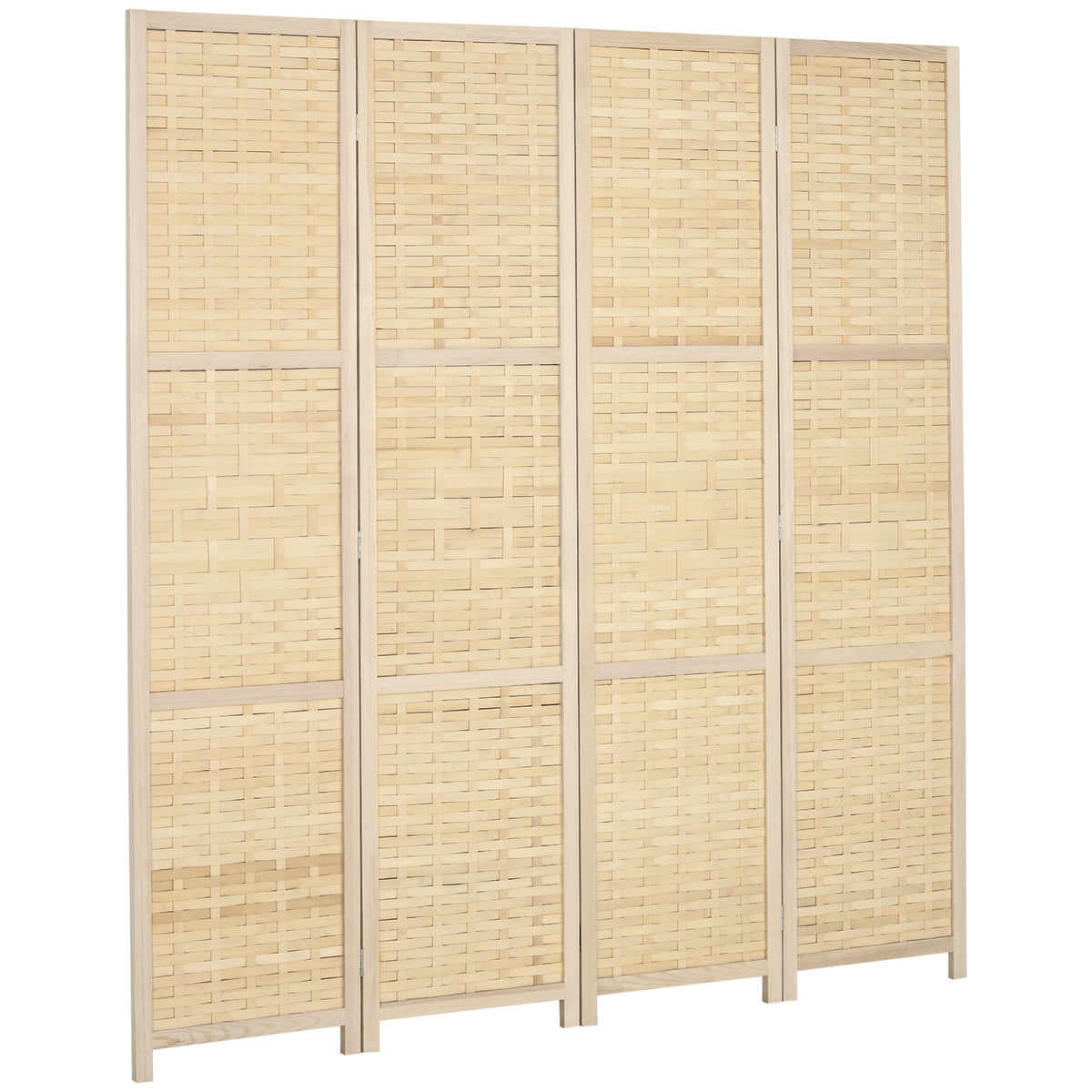 4-Panel Room Divider, 5.6 FT Bamboo Freestanding Folding Privacy Screen for Indoor Bedroom Office