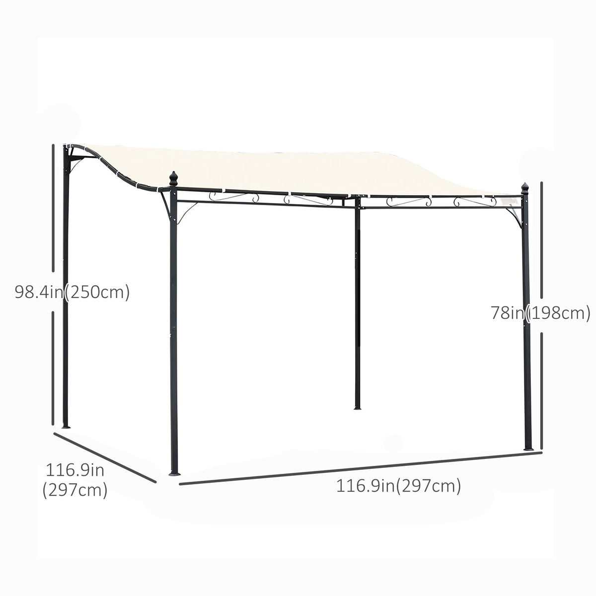 Portable Gazebo 10x10 Steel Patio Outdoor Sun Shelter for Porch, Patio & Yard, Weather-resistan, Cream White