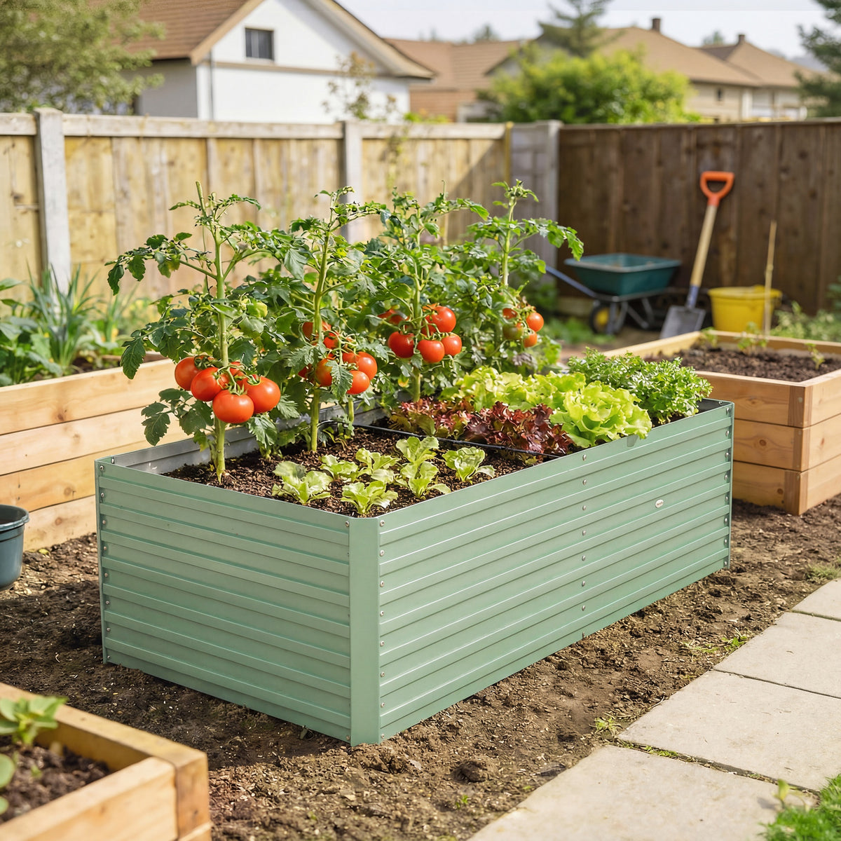 5' x 3' x 2' Raised Garden Bed, Galvanized Planter Box for Growing Flowers, Herbs and Vegetables, Black – view 49