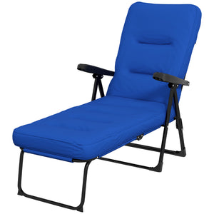 Outdoor Lounge Chair with Padded Cushion, Folding Reclining Patio Garden Chair with Recline Back, Footrest