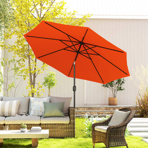 10' x 8' Round Market Umbrella, Patio Umbrella with Crank Handle and Tilt, Outdoor Parasol for Garden, Blue – view 49
