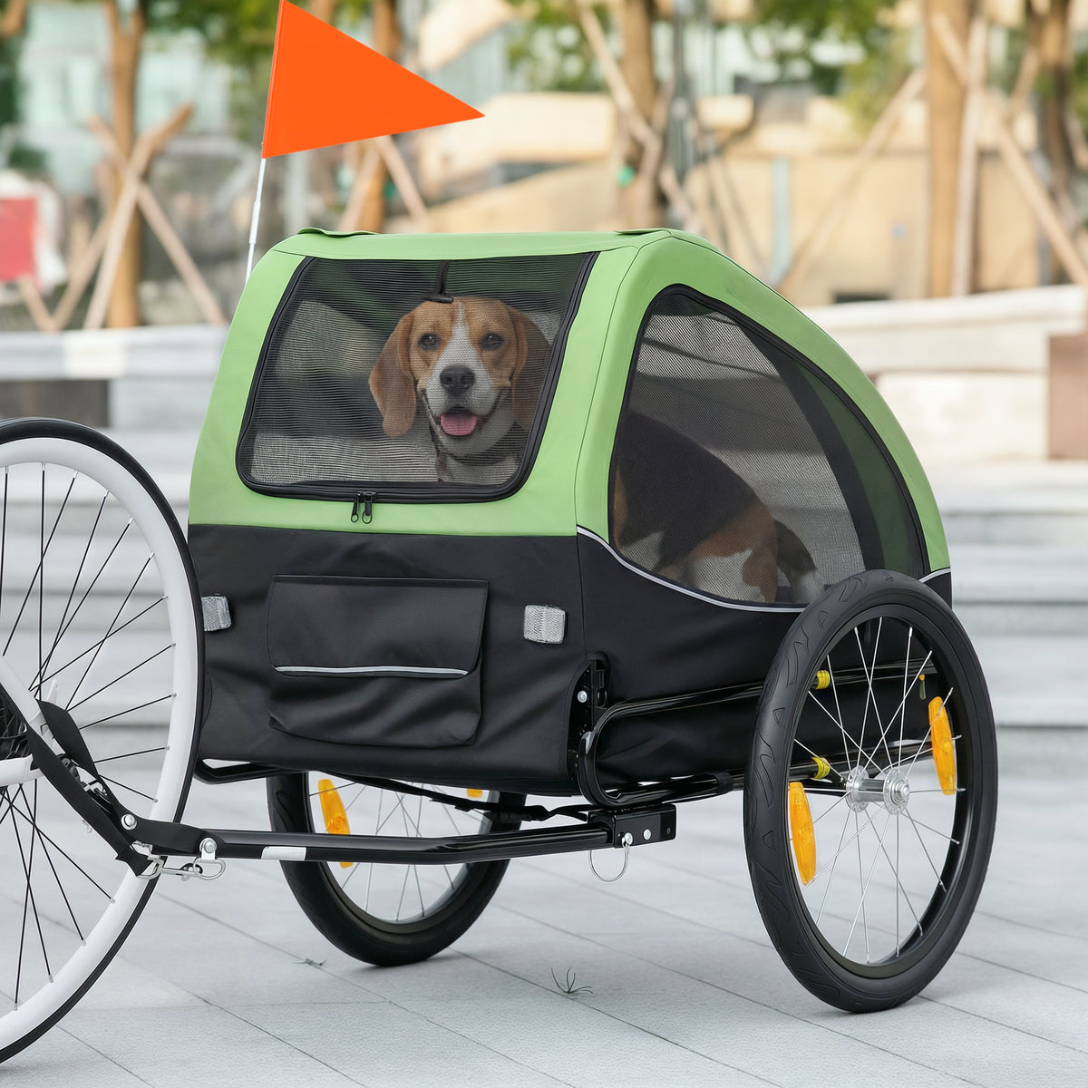 Dog Bike Trailer, Pet Cart Bicycle Wagon with 20" Wheels and Ventilated Windows, Portable Dog Trailer