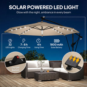 11.3 ft Cantilever Patio Umbrella with Light, Cover, Aluminium UPF50+ Offset Outdoor Umbrella Parasol – view 10