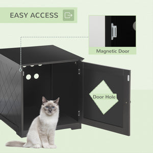 Cat Litter Box Enclosure End Table, Indoor Cat Washroom with Magnetic Door – view 5