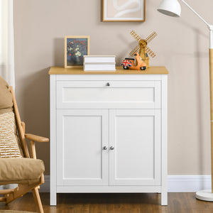 Sideboard Cabinet, Buffet Table with Drawer, Double Door Cupboard and Adjustable Shelf for Living Room, Entryway, White