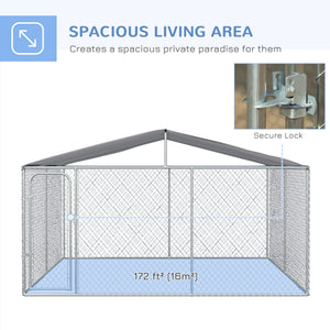 Dog Kennel Outdoor, Heavy Duty Playpen with Secure Lock, Cover, for Backyard & Patio, 13.1' x 7.5' x 7.5'
