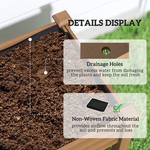 Raised Garden Bed with PE Greenhouse Cover Outdoor Elevated Wood Planter Box for Herbs and Vegetables Brown