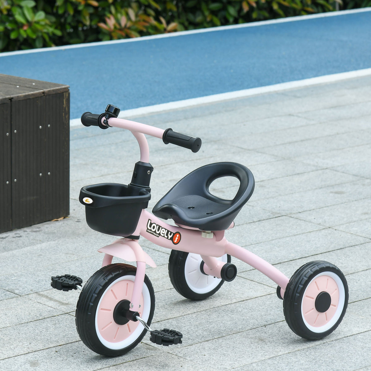 Qaba Tricycle for Toddler 2-5 Year Old Girls and Boys, Toddler Bike with Adjustable Seat, Basket, Bell