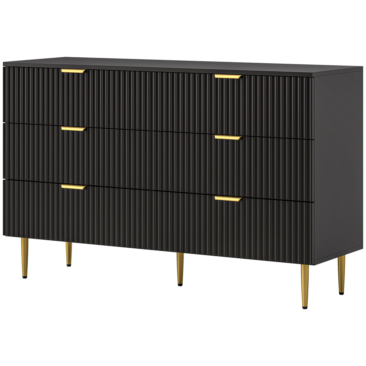 Modern Chest of Drawers 4 Drawer Dresser for Bedroom with Gold Legs and Handles, Black – view 15