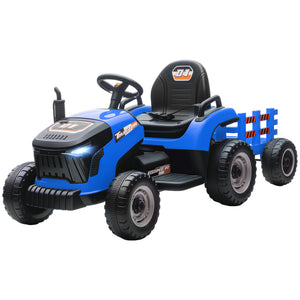 Qaba 12V Kids Ride On Tractor with Trailor, Remote Control, Music, Lights, Shifter, for Kids Ages 3-8 Years