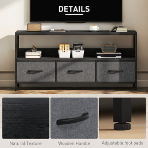 TV Stand with Charging Station, TV Table with 2 Foldable Linen Drawers and Open Shelf for 47 Inch – view 19