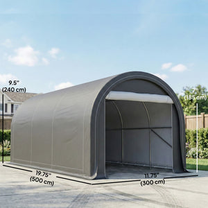 10' x 16' Heavy Duty Portable Carport Tent with Zippered Door, PE Cover for Car, Boat, Motorcycle, Bike – view 9