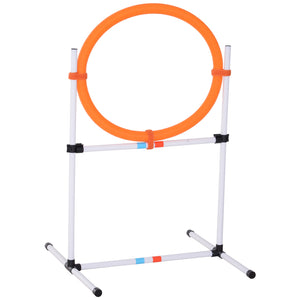 2-in-1 Dog Obstacle Training Agility Equipment Tire Jump Ring/Hurdle Bar with a Simple & Easy Setup & Storage Bag
