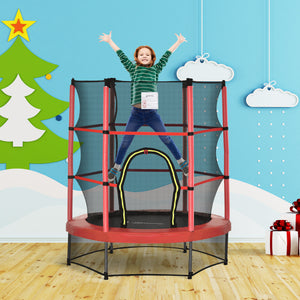 55" Kids Trampoline with Enclosure Net for Indoor/Outdoor, Trampoline for Boys and Girls Age 3-6 Years, Red – view 11
