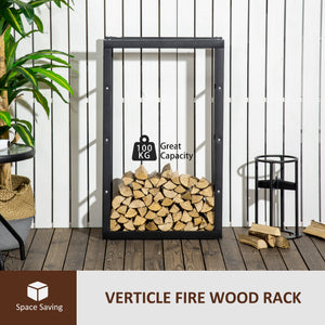 15.7" x 9.8" x 39.4" Firewood Rack Outdoor, Log Holder Fireplace Storage Rack with Handles and 220 lbs. – view 10