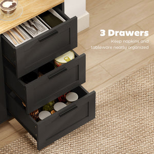 Buffet Cabinet with Soft-Close Doors, Modern Sideboard with 3 Drawers for Living Room, Kitchen – view 4