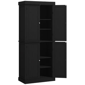 72.5" Freestanding Kitchen Pantry Cabinet with 4 Doors, Black