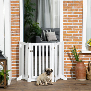 31.5"H Foldable Dog Gate with Door, 3 Panels Freestanding Pet Gate Barriers Indoor with Support Feet – view 9