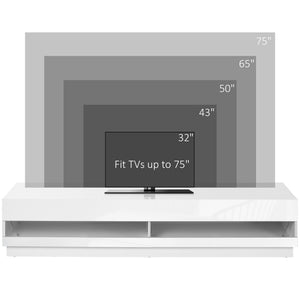 Lighted TV Stand for TVs up to 75", TV Cabinet with Storage for Living Room, High Gloss White – view 5