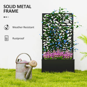 Metal Raised Garden Bed with Privacy Panel, Freestanding or Wall Mounted Outdoor Planter Box for Garden, Patio