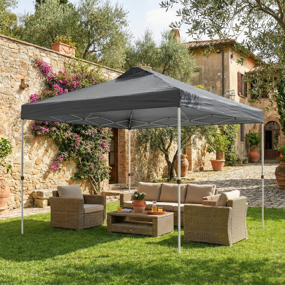 Pop Up Canopy Waterproof Canopy Tent with Carrying Bag for Parties Garden BBQs 9.8' x 9.8', Blue – view 13
