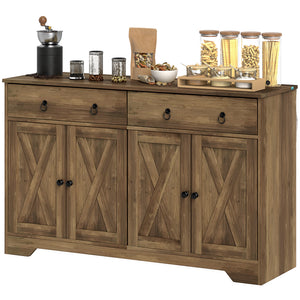 Sideboard Cabinet with 2 Drawers, 4 Barn Doors and 2 Adjustable Shelves, Buffet Table for Living Room, Black – view 8